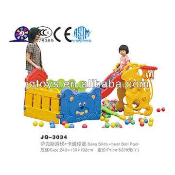 JQ3034 Kids plastic small play slides with ball pool